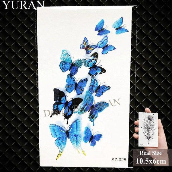 YURAN Flash Lovely Lavender Flower Tattoo Stickers Kids Arm Lotus Cartoon Temporary Tattoo Children Art Fake Tatoos Women Xmas
