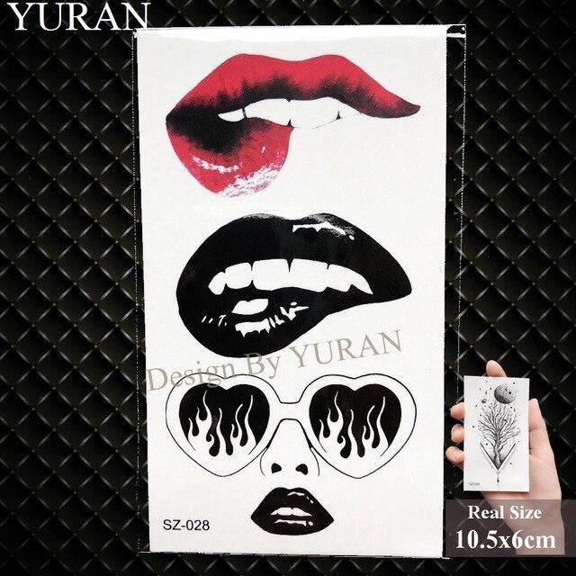 YURAN Black Mountain River Geometric Tattoo Stickers Women Body Arm Moon Temporary Tattoo Men Ankle Wolf Round Fake Tatoo 3D