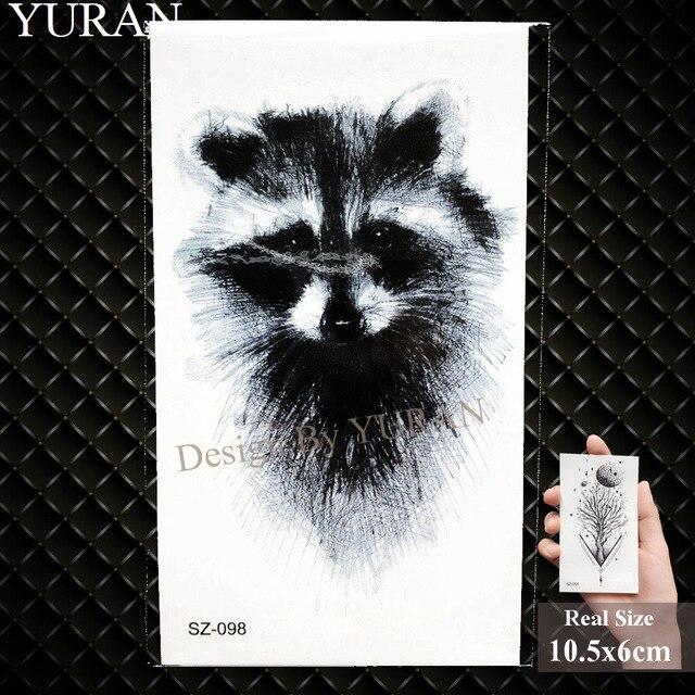 YURAN Black Mountain River Geometric Tattoo Stickers Women Body Arm Moon Temporary Tattoo Men Ankle Wolf Round Fake Tatoo 3D