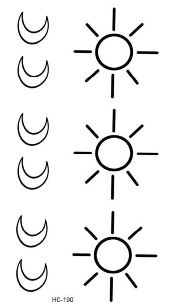 Water Transfer Tattoo Minimalist small sun moon tattoo Body Art Waterproof Temporary fake Tattoo for man woman kid 10.5*6cm