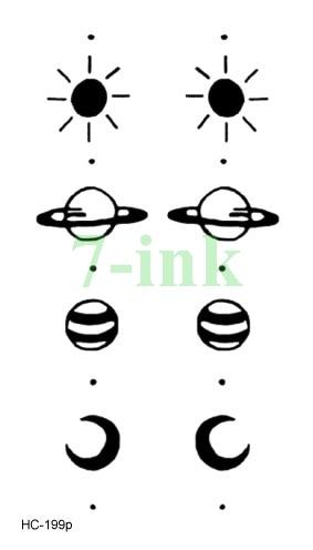 Water Transfer Tattoo Minimalist small sun moon tattoo Body Art Waterproof Temporary fake Tattoo for man woman kid 10.5*6cm