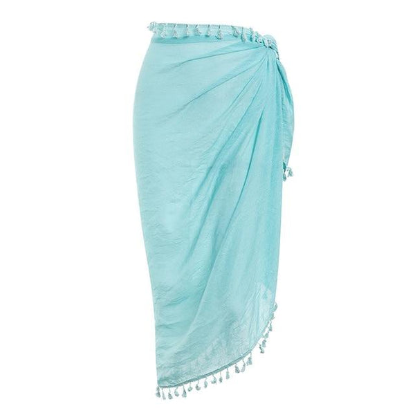 Sexy Beach Cover Ups tassel Wrap Skirt Bikinis 2019 Swimsuit Female Swimwear Women Solid Pareo Summer Beach Wear Chiffon Sarongs