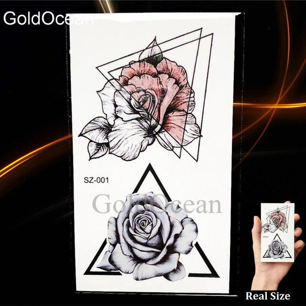 Watercolor Fox Temporary Tattoo Women Arm Art Stickers Girls Neck Geometric Flower Fake Tatoos Men Small Lion Waterproof Tattoo