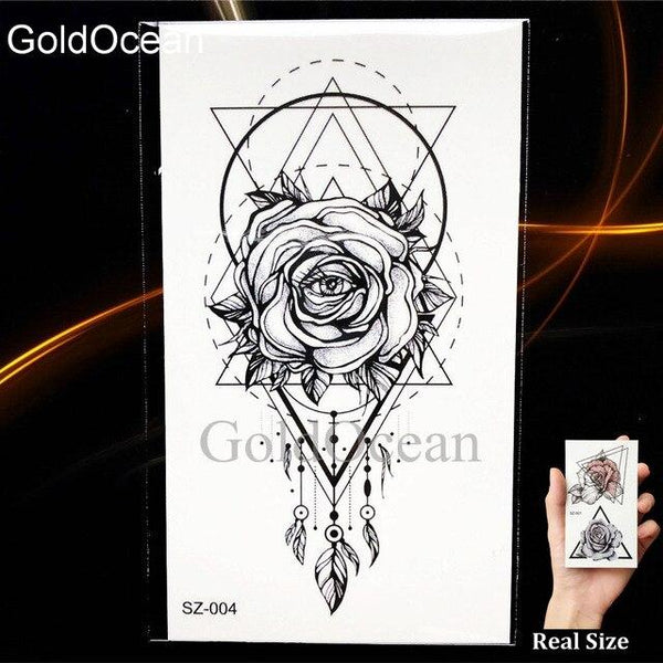 Watercolor Fox Temporary Tattoo Women Arm Art Stickers Girls Neck Geometric Flower Fake Tatoos Men Small Lion Waterproof Tattoo