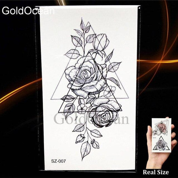 Watercolor Fox Temporary Tattoo Women Arm Art Stickers Girls Neck Geometric Flower Fake Tatoos Men Small Lion Waterproof Tattoo