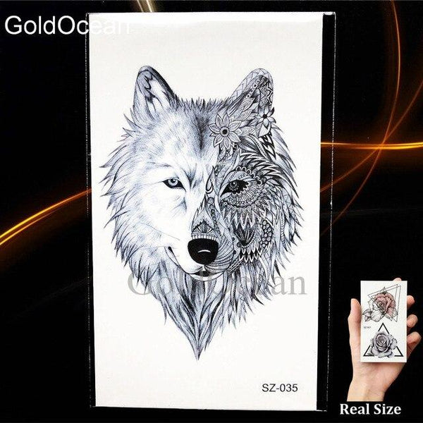 Watercolor Fox Temporary Tattoo Women Arm Art Stickers Girls Neck Geometric Flower Fake Tatoos Men Small Lion Waterproof Tattoo