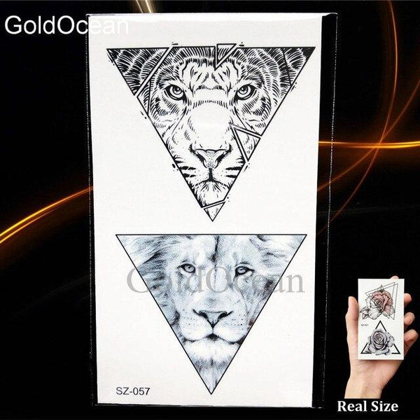 Watercolor Fox Temporary Tattoo Women Arm Art Stickers Girls Neck Geometric Flower Fake Tatoos Men Small Lion Waterproof Tattoo