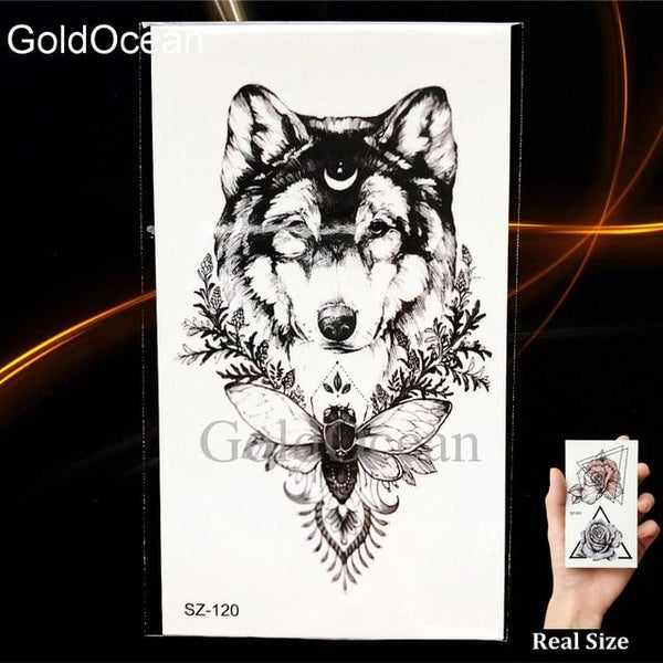 Watercolor Fox Temporary Tattoo Women Arm Art Stickers Girls Neck Geometric Flower Fake Tatoos Men Small Lion Waterproof Tattoo