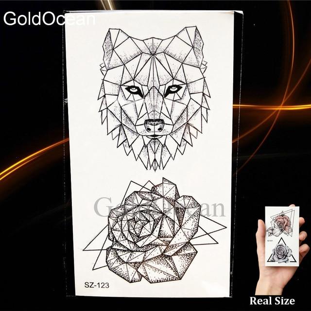 Watercolor Fox Temporary Tattoo Women Arm Art Stickers Girls Neck Geometric Flower Fake Tatoos Men Small Lion Waterproof Tattoo