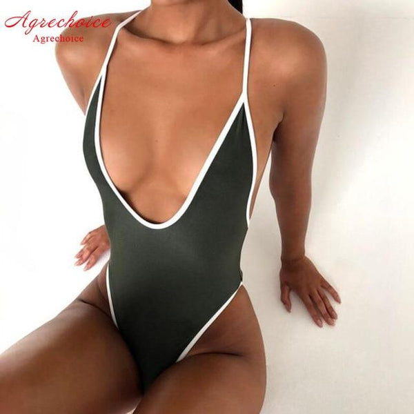 2019 New Sexy One Piece Swimsuit Women Swimwear Thong Monokini Swimsuit High Cut Backless Bathing Suits Swimming Suit For Women