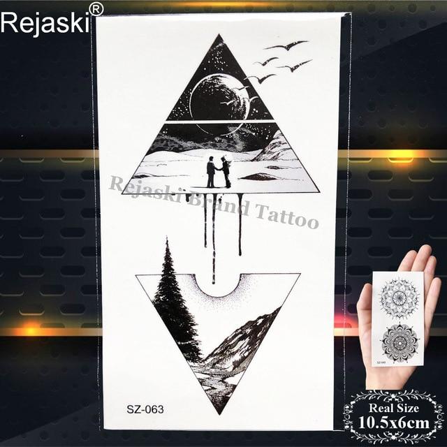 Rejaski Creative Black Tattoo Sticker Women Body Art Planets Temporary Tattoo Men Moon Waterproof Tatoos Long Lasting Kids Tatoo