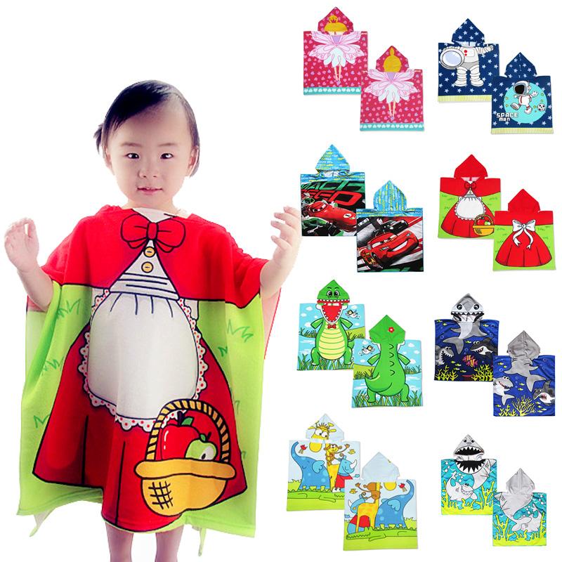 Children Cartoon Baby Hooded Bath Towel Bathrobe Microfiber Terry Infant Kids Bathing Wrap Toddler Kids Gifts