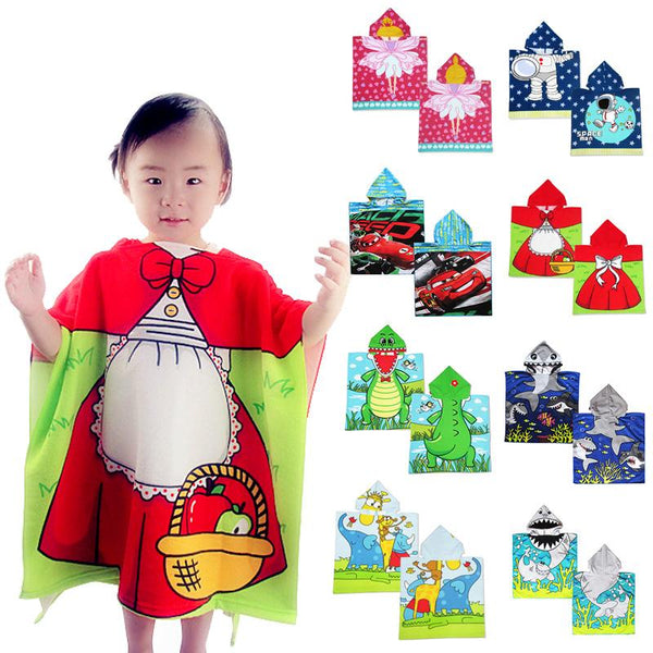 Children Cartoon Baby Hooded Bath Towel Bathrobe Microfiber Terry Infant Kids Bathing Wrap Toddler Kids Gifts