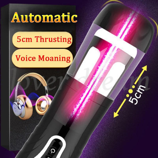 Automatic 5cm Telescopic Sucking Voice Moaning Artificial Vagina Real Pussy Male Masturbator Rechargeable Penis Sex Toys for Men