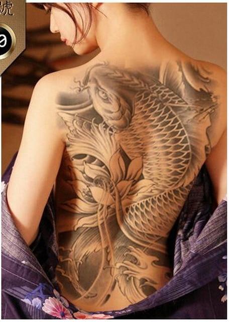 Big Large Full Back Chest Tattoo large tattoo stickers fish wolf Tiger Dragon waterproof temporary flash tattoos cool men women