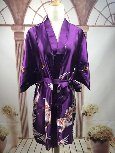 Women Silk Satin short Wedding Bride Bridesmaid Robe Kimono Robe Feminino Bath Robe Large Size Peignoir Femme Sexy Bathrobe