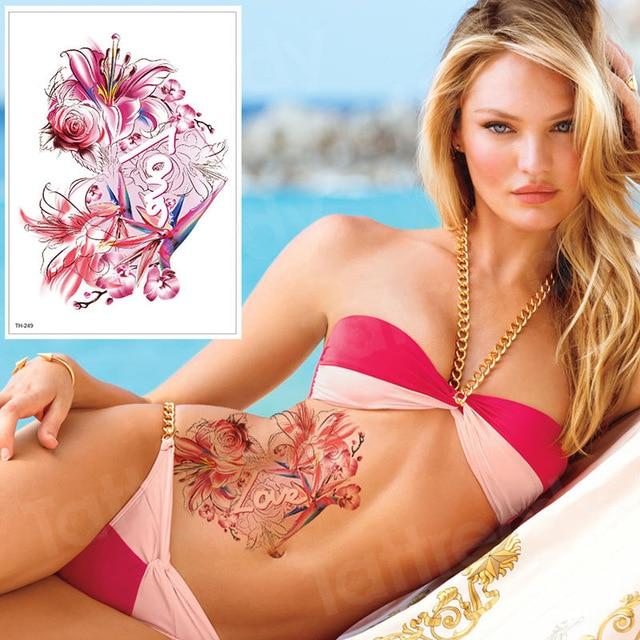 waterproof tattoo stickers bikini peony tattoo & body art flower rose tattoo fake water transfer tattoo temporary tatoo leg arm