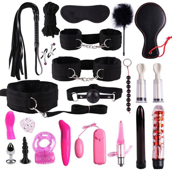 23pcs/set G spot Vibrators Adult Game Props SM Bondage Restraint Women Sex Toy Noylon Handcuffs Clit Stimulator Adult Sex Shop