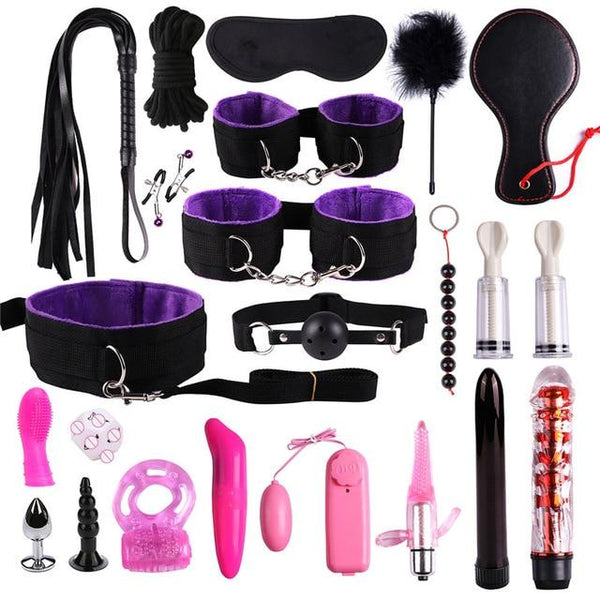 23pcs/set G spot Vibrators Adult Game Props SM Bondage Restraint Women Sex Toy Noylon Handcuffs Clit Stimulator Adult Sex Shop