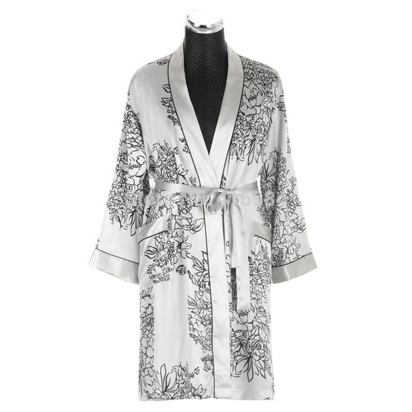 Mens Silk Kimono Robe Satin Dressing Gown Men's Bathrobe Men Peignoir Homme Long Sleeve Satin Sleepwear M-XXL