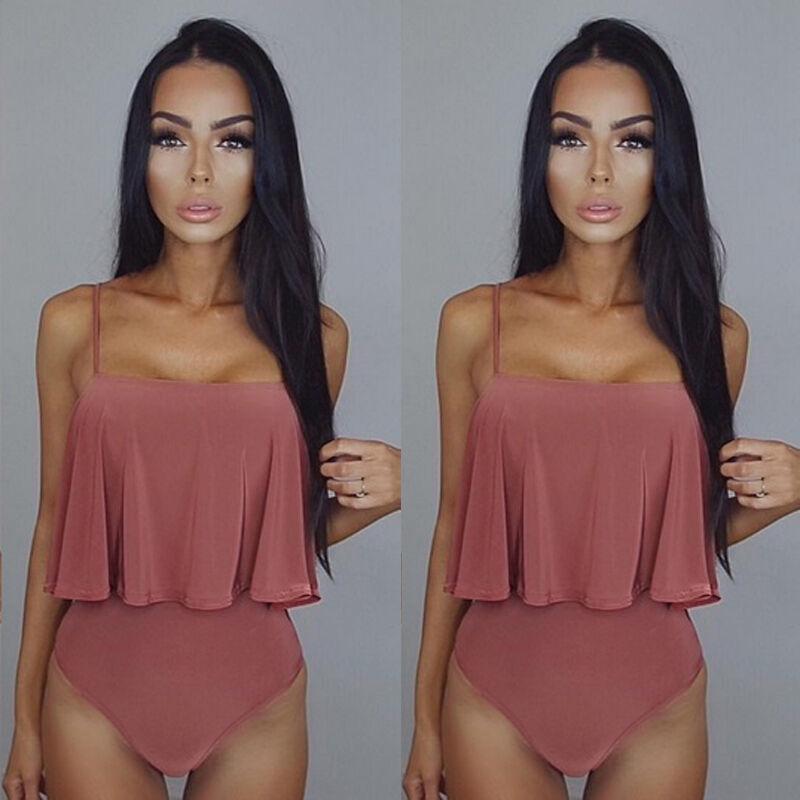 2019 Hot Women's monokini one-piece suit swimsuit solid color sexy tassel push up swimsuit beachwear
