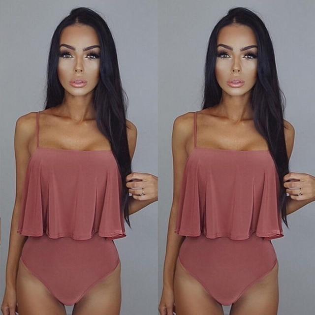 2019 Hot Women's monokini one-piece suit swimsuit solid color sexy tassel push up swimsuit beachwear