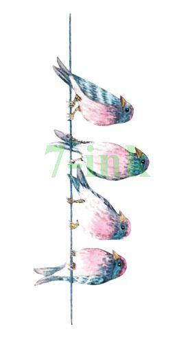 Water Transfer fake flsh tattoo cute cartoon gray rabbit bird flower Waterproof Temporary Tattoo sticker  for adults  kids