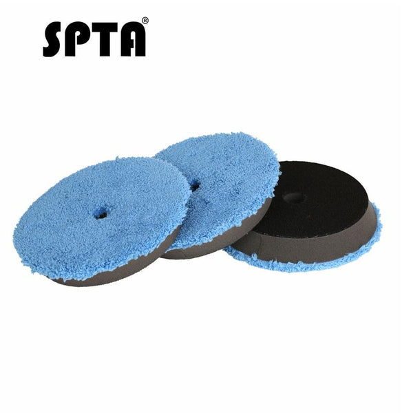 SPTA 3Pcs Fast Finishing Polishing Pad 6 inch (150 mm) Polishing Buffer Pads Buffing Pad Kits Micro Fiber For DA/RO Car Polisher