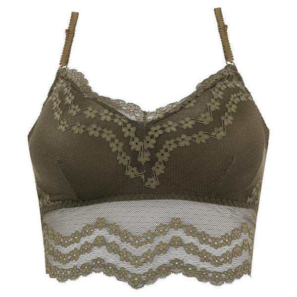 Plus Size Lace Bralette Hollow Out Wire Free Bra Deep V Red Transparent Backless Lingerie Paded Underwear Wireless Underwire New