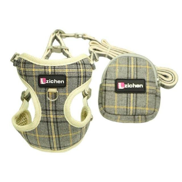 Zichen Pet Dog Harness Leash Snack bag Adjust Fiber Cotton Cloth Nickel Buckle Dog Harness Vest Double Reinforcement 4 Color
