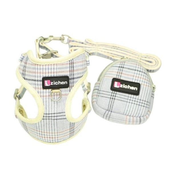 Zichen Pet Dog Harness Leash Snack bag Adjust Fiber Cotton Cloth Nickel Buckle Dog Harness Vest Double Reinforcement 4 Color