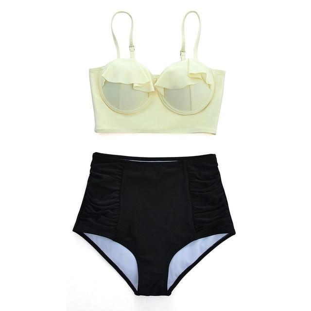 Melphieer High Waist Bikini Set 2019 Biquini Plus Size Swimwear Women 3XL Print Swimsuit Bandage Bathing Swimming Suit Bikinis