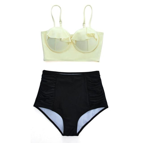 Melphieer High Waist Bikini Set 2019 Biquini Plus Size Swimwear Women 3XL Print Swimsuit Bandage Bathing Swimming Suit Bikinis