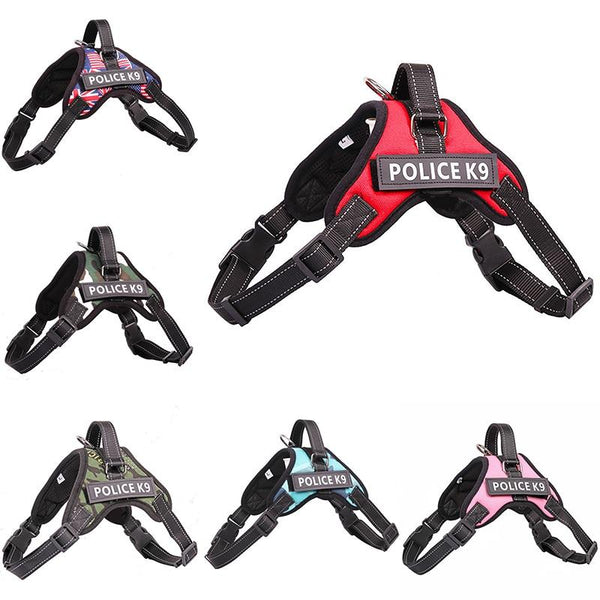 Professional Police K9 Pet Dog Harness Training Outdoor Adjustable Hand Strap Vest Collar for Small Large Dogs Labrador JB01