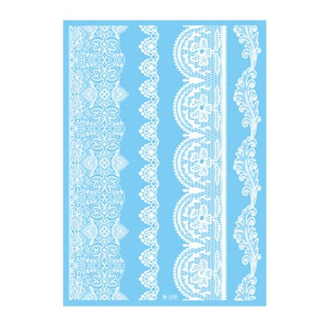1Piece 14.8*20.8cm Indian Arabic Designs Lace Flash Tribal White Tattoo Paste Fake Tatoo Sticker Girls On Body Hand Choker