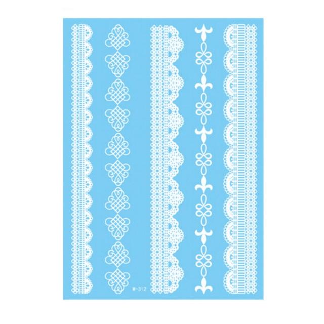 1Piece 14.8*20.8cm Indian Arabic Designs Lace Flash Tribal White Tattoo Paste Fake Tatoo Sticker Girls On Body Hand Choker