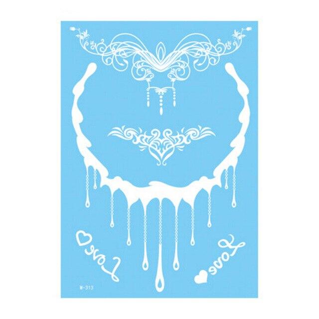 1Piece 14.8*20.8cm Indian Arabic Designs Lace Flash Tribal White Tattoo Paste Fake Tatoo Sticker Girls On Body Hand Choker
