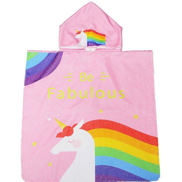 Elsa Princess Girl Hooded Beach Unicorn Baby Bathrobe Summer Shower Bath Towels Kids Swimming Poncho Cover Blanket Toalla Minnie