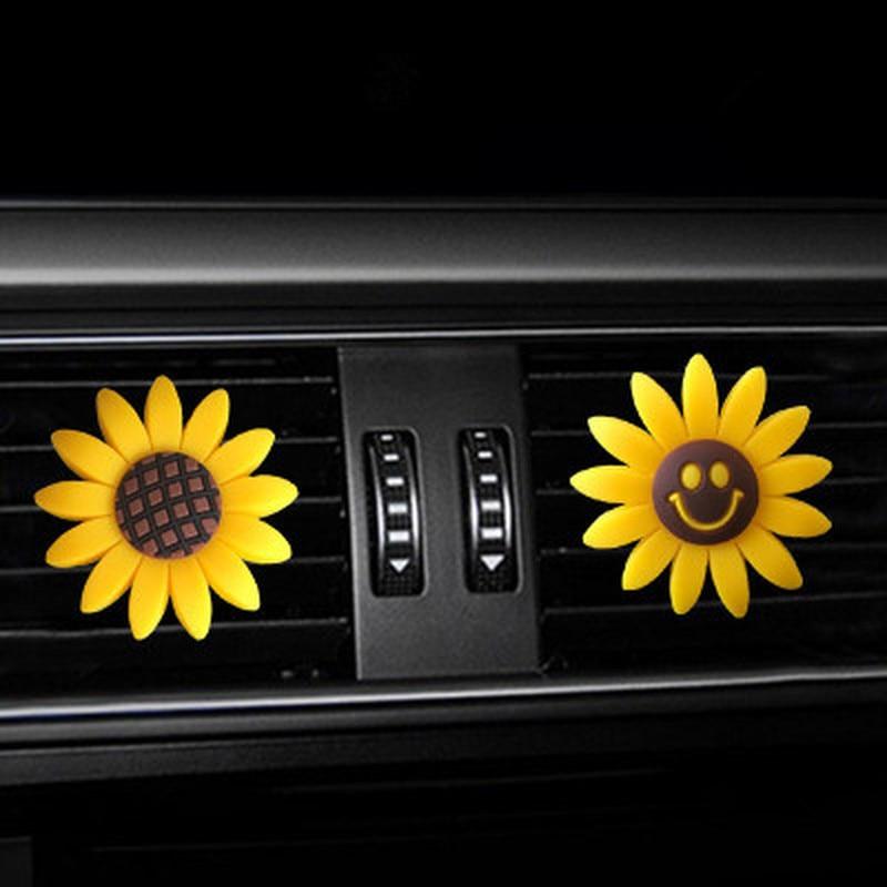 Car Accessories For Girls Air Freshener Cute Car Perfume Sunflower Vent Clip Car Fragrance Scent Diffuser Auto Interior Decor