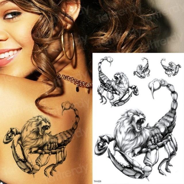 long lasting temporary tattoos animals lion head tattoo stickers body art waterproof tattoo fake forest black thigh tatoo leg