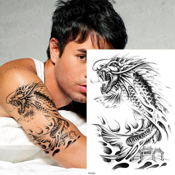 long lasting temporary tattoos animals lion head tattoo stickers body art waterproof tattoo fake forest black thigh tatoo leg