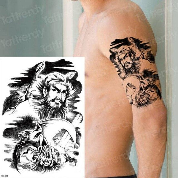 long lasting temporary tattoos animals lion head tattoo stickers body art waterproof tattoo fake forest black thigh tatoo leg