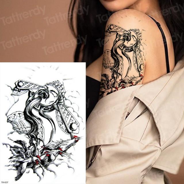 long lasting temporary tattoos animals lion head tattoo stickers body art waterproof tattoo fake forest black thigh tatoo leg