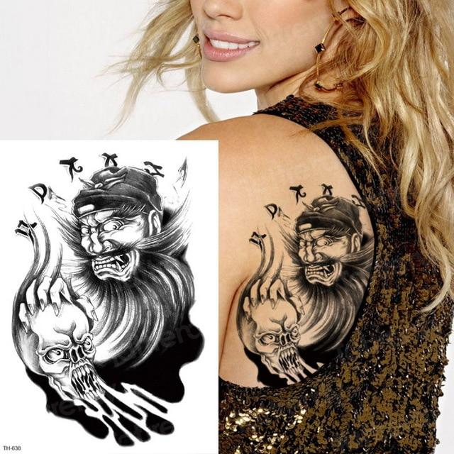 long lasting temporary tattoos animals lion head tattoo stickers body art waterproof tattoo fake forest black thigh tatoo leg