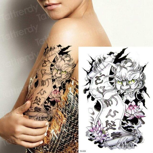long lasting temporary tattoos animals lion head tattoo stickers body art waterproof tattoo fake forest black thigh tatoo leg