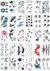 30pcs/lot Temporary Tattoos Sticker Flower Animail Instant Tattoo Body Art Waterproof Arm Fake Tatoo Paper Wholesale Mix Pattern