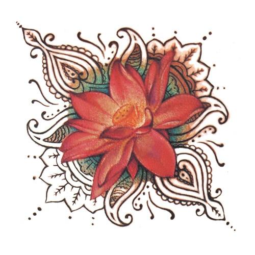 Lotus Flowers Big Temporary Tattoo Sticker Waterproof Women Girls Back Shoulder Chest Fake Tattoos 11X15cm