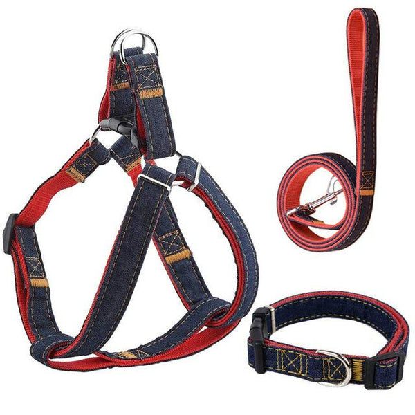 1 Set Nylon Adjustable Pet Puppy Dog Harness Safety Vehicular Lead Dog Leash Pet Walking Hand Strap Breast-band Belt Lead