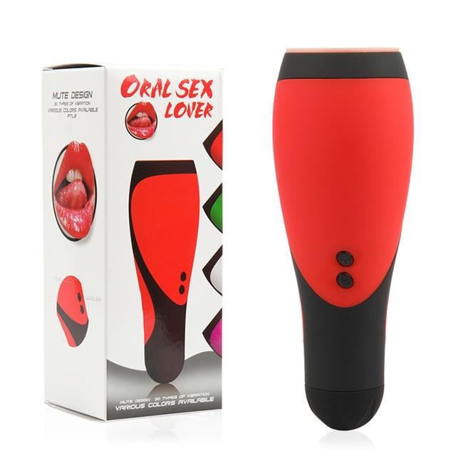 Silicone Blowjob 30 Speed Vibration Simulated Electric Male Masturbator Cup Deep Throat Mouth Design Tight Oral Sex Toys for Men