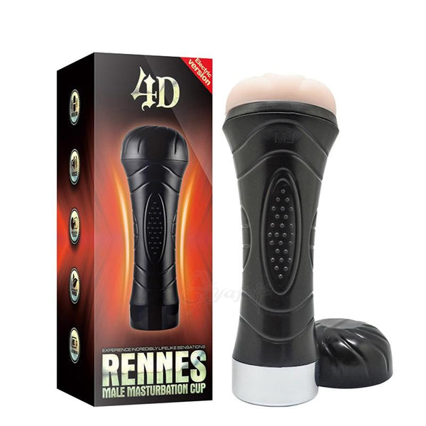 Strong Sucking Male Masturbation Cup Black Non-Toxic TPR & ABS Vagina Realistic Mouth Design 12 Speeds Vibraton Sex Toys for Men